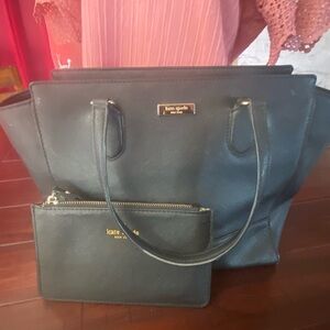 Kate Spade Black Tote and Pouch Set Leather you get both.